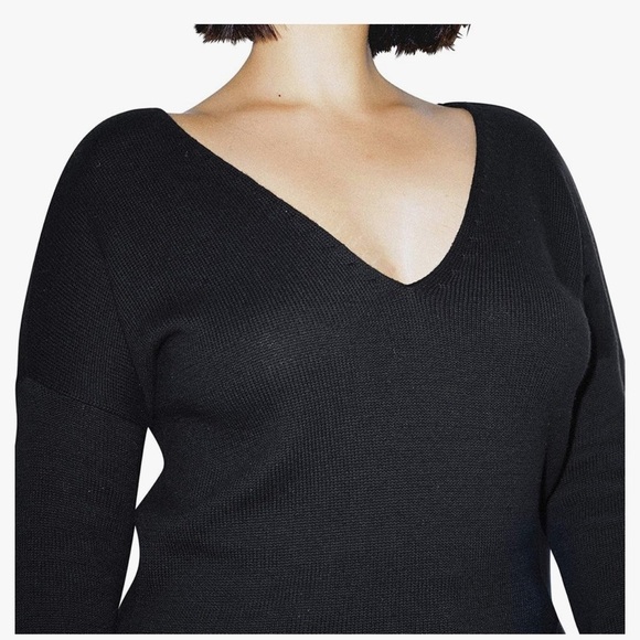American Apparel Basic Knit V Sweater Size XS Black 100% Cotton New - Picture 9 of 9